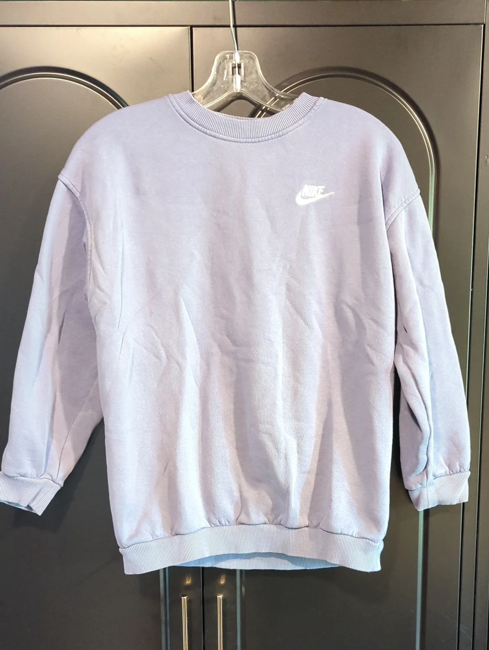 Girls Nike Lavender Crewneck Sweatshirt with White Logo Size Large